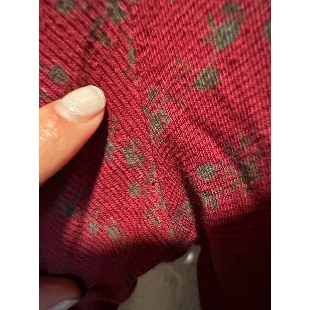 Lucky Brand Paceasant Top Women 1X Burgundy Medallion Print Tassel Lace Blouse - Picture 11 of 14